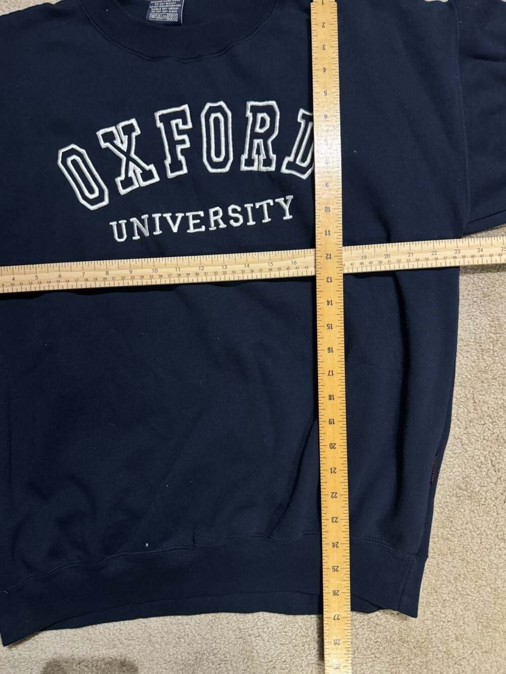 Vintage Oxford University Embroidered Spell Out Navy Crewneck Sweatshirt - Picture 2 of 4